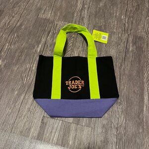 New Sold Out Purple Green Trader Joe’s Halloween Mini Canvas Tote Lunch Bag
